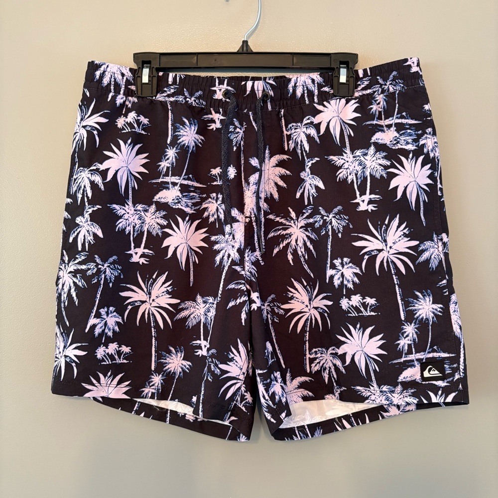 Quiksilver Black and Pink Palm Board Shorts